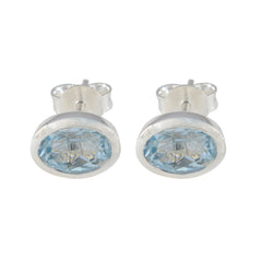 Hina Blue Solitaire Stud Earrings for Everyday Glam Blue Topaz Blue Stud