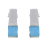 Katharina Blue Solitaire Stud Earrings for Everyday Glam Blue Chalcedony Blue Stud