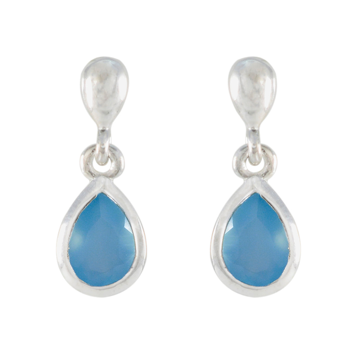 Zoey Blue Solitaire Stud Earrings for Everyday Glam Chalcedony Blue Stud