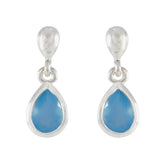 Zoey Blue Solitaire Stud Earrings for Everyday Glam Chalcedony Blue Stud