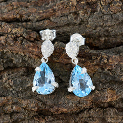 Mei Blue Solitaire Stud Earrings - Stunning Sparkle