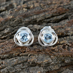 Ayesha Blue Solitaire Stud Earrings for Everyday Glam