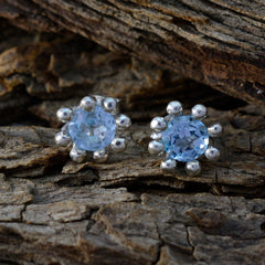 Elena Blue Solitaire Stud Earrings for Everyday Glam