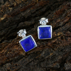 Milagros Blue Solitaire Stud Earrings for Everyday Glam