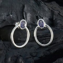 Penelope Blue Solitaire Stud Earrings for Fashion Lovers