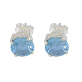 Evelyn Blue Solitaire Stud Earrings for Every Occasion Blue Topaz Blue Stud