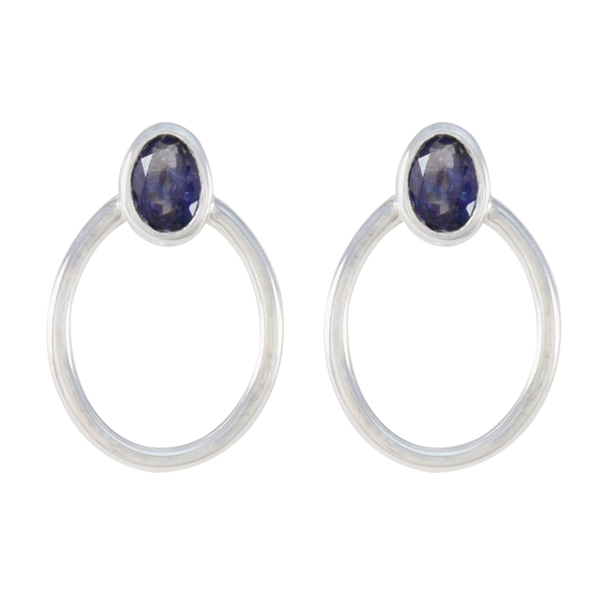 Penelope Blue Solitaire Stud Earrings for Fashion Lovers Iolite Blue Stud