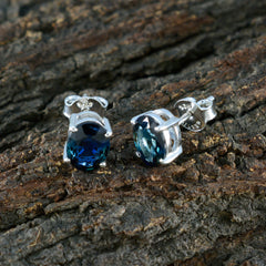 Yan Blue Solitaire Stud Earrings for Everyday Glam