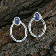 Penelope Blue Solitaire Stud Earrings for Fashion Lovers