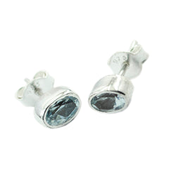 Teresa Blue Solitaire Stud Earrings - Elegant Gemstone Fashion