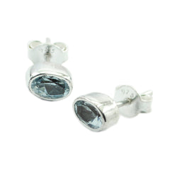 Teresa Blue Solitaire Stud Earrings - Elegant Gemstone Fashion