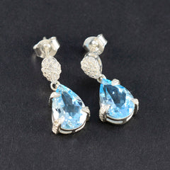 Mei Blue Solitaire Stud Earrings - Stunning Sparkle