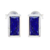 Anna Blue Solitaire Stud Earrings for Everyday Elegance Lapis Lazuli Blue Stud