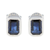 Milagros Blue Solitaire Stud Earrings for Every Occasion Blue Sapphire Blue Stud