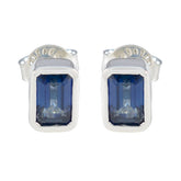 Natalia Blue Solitaire Stud Earrings for Any Occasion Blue Sapphire Blue Stud