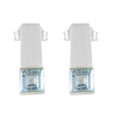 Laura Blue Solitaire Stud Earrings for Everyday Glam Blue Topaz Blue Stud
