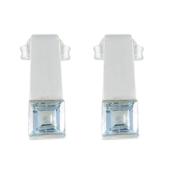 Laura Blue Solitaire Stud Earrings for Everyday Glam Blue Topaz Blue Stud