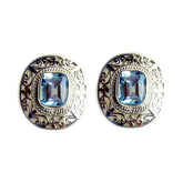 Nayara Blue Solitaire Stud Earrings - Elegant Gemstone Shine Blue Topaz Blue Stud