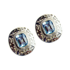 Nayara Blue Solitaire Stud Earrings - Elegant Gemstone Shine
