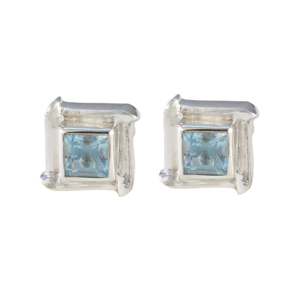 Dewi Blue Solitaire Stud Earrings for Everyday Glam Blue Topaz Blue Stud