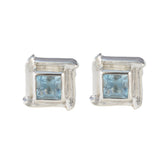 Dewi Blue Solitaire Stud Earrings for Everyday Glam Blue Topaz Blue Stud