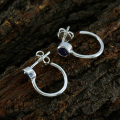 Isabelle Blue Solitaire Stud Earrings in Silver