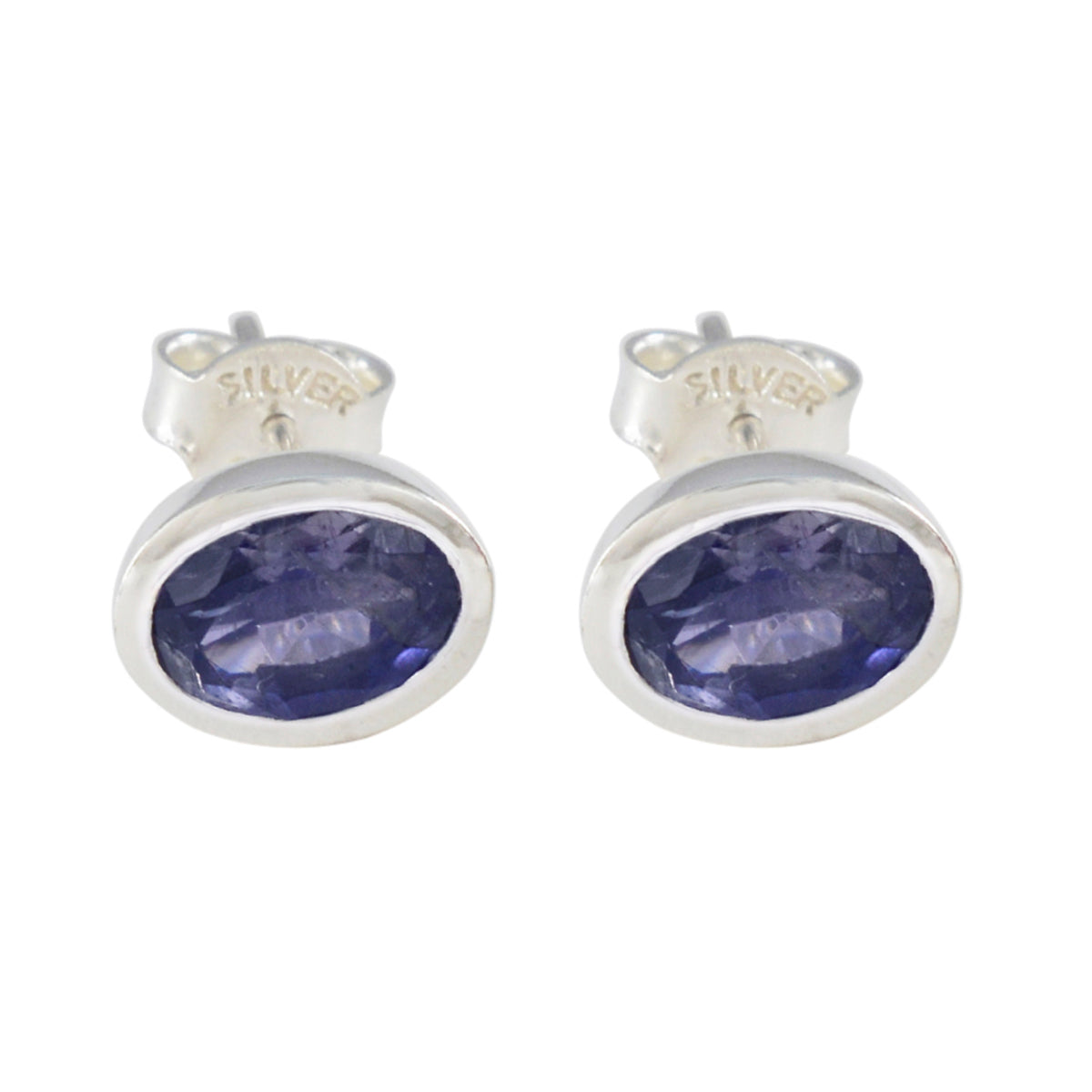 Ji-eun Blue Solitaire Stud Earrings for Everyday Glam Iolite Blue Stud