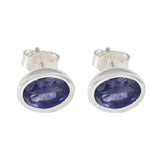 Ji-eun Blue Solitaire Stud Earrings for Everyday Glam Iolite Blue Stud
