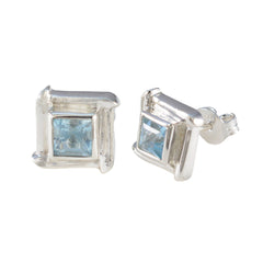 Dewi Blue Solitaire Stud Earrings for Everyday Glam