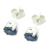 Ella Blue Solitaire Stud Earrings for Everyday Glam Iolite Blue Stud