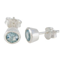 Chloe Blue Solitaire Stud Earrings for Everyday Glam