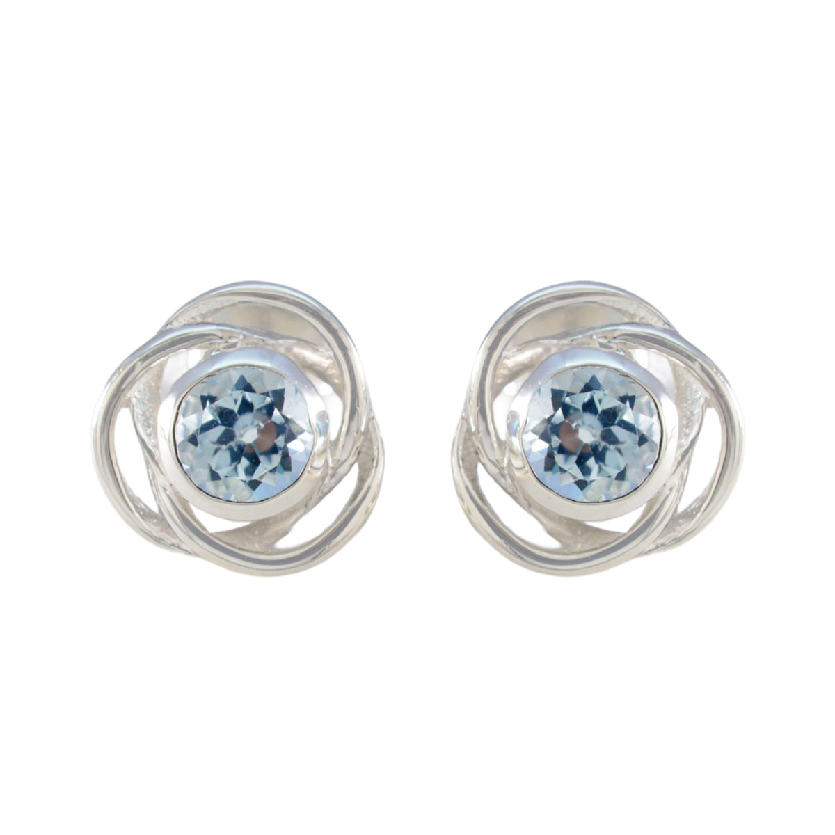 Ayesha Blue Solitaire Stud Earrings for Everyday Glam Blue Topaz Blue Stud
