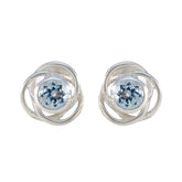 Ayesha Blue Solitaire Stud Earrings for Everyday Glam Blue Topaz Blue Stud