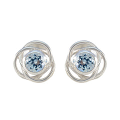 Ayesha Blue Solitaire Stud Earrings for Everyday Glam Blue Topaz Blue Stud