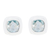 Ángeles Blue Solitaire Stud Earrings for Daily Glam Blue topaz Blue Stud