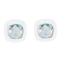 Ángeles Blue Solitaire Stud Earrings for Daily Glam Blue topaz Blue Stud