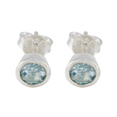 Chloe Blue Solitaire Stud Earrings for Everyday Glam Blue Topaz Blue Stud