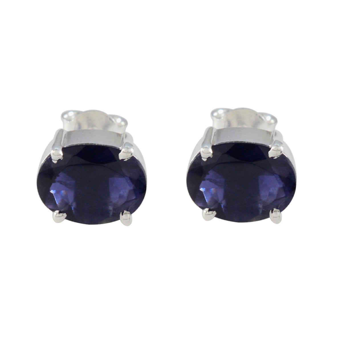 Nayara Blue Solitaire Stud Earrings for Glam Style Iolite Blue Stud