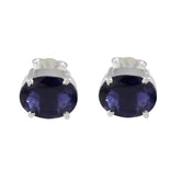 Nayara Blue Solitaire Stud Earrings for Glam Style Iolite Blue Stud