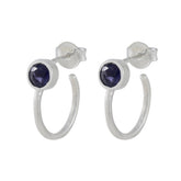Isabelle Blue Solitaire Stud Earrings in Silver Iolite Blue Stud
