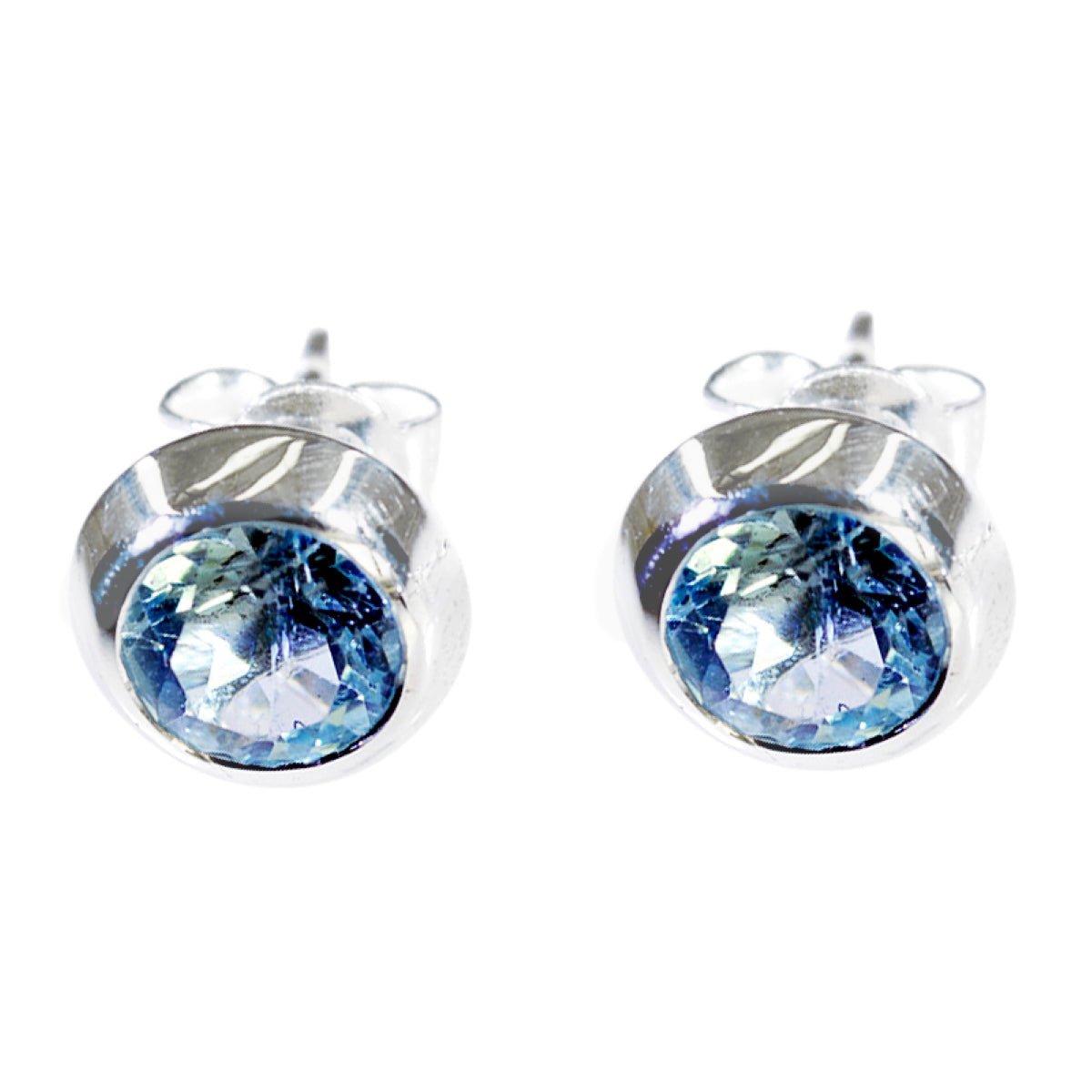 Cecilia Blue Solitaire Stud Earrings for All Occasions Blue topaz Blue Stud