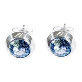 Cecilia Blue Solitaire Stud Earrings for All Occasions Blue topaz Blue Stud