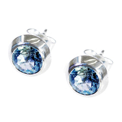 Cecilia Blue Solitaire Stud Earrings for All Occasions