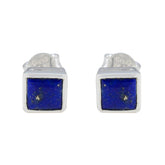 Andrea Blue Solitaire Stud Earrings for Everyday Glam Lapis Lazuli Blue Stud