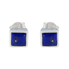 Andrea Blue Solitaire Stud Earrings for Everyday Glam Lapis Lazuli Blue Stud