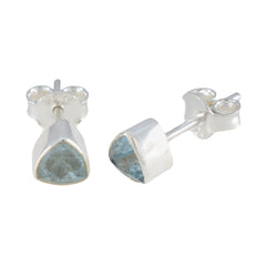 Pilar Blue Solitaire Stud Earrings for Everyday Glam