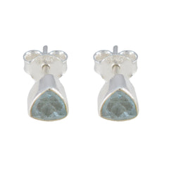Pilar Blue Solitaire Stud Earrings for Everyday Glam Blue Topaz Blue Stud