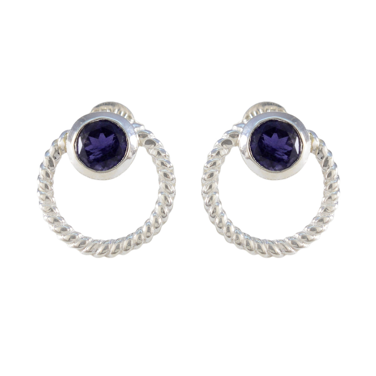 Fernanda Blue Solitaire Stud Earrings for All Occasions Iolite Blue Stud