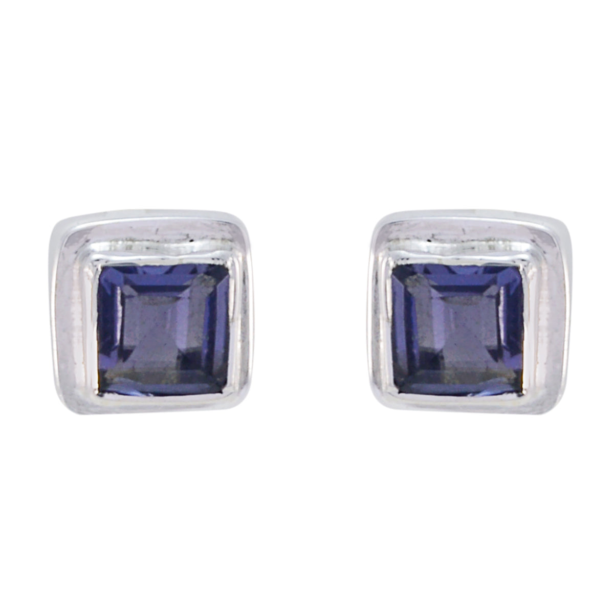 Patricia Blue Solitaire Stud Earrings for Glam Look Iolite Blue Stud