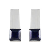 Leah Blue Solitaire Stud Earrings for Everyday Glam Iolite Blue Stud